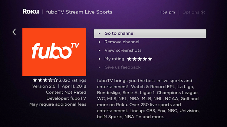 fubo fubotv roku activate